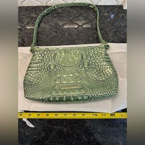 New Brahmin Lorelei Petrol Ombre CrocEmbossed Leather EYE Shoulder Handbag